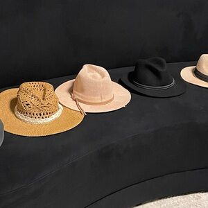 Stylish Hat Collection (6)- Black, Tan, Pink
